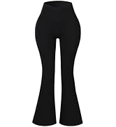 AUROLA Fire Flare Leggings for Women, Crossover High Waisted Yoga Pants Tummy Control Wide Leg Bo...