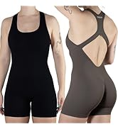 AUROLA Power Romper for Women Workout Yoga Gym Seamless One Piece Racerback Jumpsuit Tummy Contro...