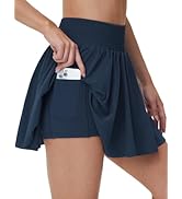 THE GYM PEOPLE Women's Flowy Tennis Skorts High Waisted Pleated Athletic Golf Skirts Built-in Sho...