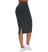 THE GYM PEOPLE Women's High Waist Tummy Control Pencil Skirts Stretchy Bodycon Midi Skirt Below K...
