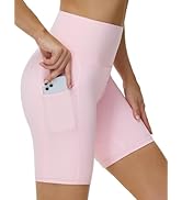 THE GYM PEOPLE Women's High Waist Workout Shorts 5" Stretchy Tummy Control Yoga Biker Running Sho...