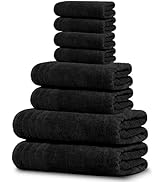 Tens Towels Pack of 8 Towels Set, 2 Extra Large Bath, 2 Hand, 4 Washcloths, 100% Cotton, Lighter ...