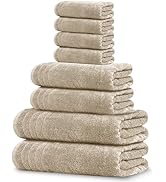 Tens Towels Pack of 8 Towels Set, 2 Extra Large Bath, 2 Hand, 4 Washcloths, 100% Cotton, Lighter ...