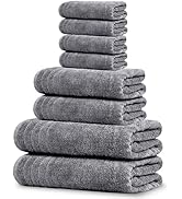 Tens Towels Pack of 8 Towels Set, 2 Extra Large Bath, 2 Hand, 4 Washcloths, 100% Cotton, Lighter ...