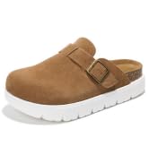 Project Cloud Genuine Leather Platform Clogs for Women Footwear - Memory Foam Arch Support Cork F...