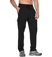BALEAF Men's Hiking Pants Water Resistant Cargo Quick Dry Travel Elastic Waist with Zip Pockets U...
