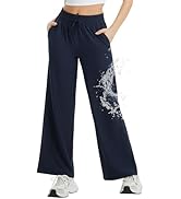 BALEAF Women's Hiking Pants Travel Wide Leg Pants with Pockts UPF 50+ Loose Lightweight Water Res...