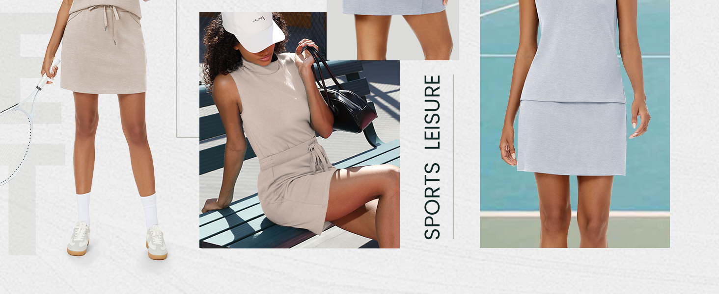 Womens Summer Outfits Casual 2 Piece Skirt Sets Sleeveless Vests Short Skorts with Pockets