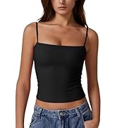 QINSEN Women's Double Lined Basic Tank Top Adjustable Spaghetti Straps Sleeveless Camisole Shirts
