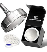 AquaHomeGroup Luxury Filtered Shower Head (Metal) 2 Cartridges Vitamin C+E+A + 5 Shower Caps - Re...