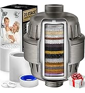 AquaHomeGroup 20 Stage Shower Head Filter with Vitamin C E A for Hard Water - High Output Filter ...