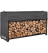 ULTCOVER Waterproof Firewood Racks Cover 8 Feet Heavy Duty Outdoor Logs Holder Stand Cover, Black