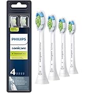 Philips Sonicare Genuine W DiamondClean Replacement Toothbrush Heads, 4 Brush Heads, White, HX606...