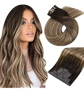 Moresoo Seamless Clip in Hair Extensions Human Hair PU Weft Human Hair Clip in Extensions Seamles...