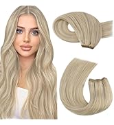 Moresoo Sew in Hair Extensions Ash Blonde Highlight Human Hair Sew in Extensions Hair Wefts Human...