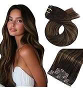 Moresoo Seamless Clip in Hair Extensions Human Hair Balayage Seamless Clip in Human Hair Extensio...