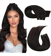 Moresoo Sew in Hair Extensions Darkest Brown Weft Hair Extensions Human Hair Brown Double Weft Re...