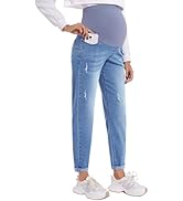 POSHGLAM Women's Maternity Jeans Over Belly Comfy Stretch Boyfriend Jeans Denim Pregnancy Pants, ...