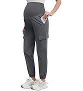 POSHGLAM Maternity Cargo Joggers Quick-Dry Lightweight Casual Lounge Hiking Active Pants