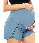 POSHGLAM Women‘s Maternity Shorts Over Belly Workout Running Casual Summer Pregnancy Shorts