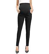 POSHGLAM Women's Maternity Pants for Work Casual Pull-on Stretch Comfy Slim Skinny Pants