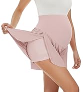 POSHGLAM Women's Maternity Flowy Shorts Workout Running Tennis Skorts Over Belly Summer Casual Sk...