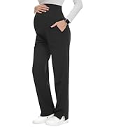 POSHGLAM Women's Maternity Scrubs Pant Workwear Casual Over Belly Cargo Pregnancy Pants