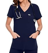 POSHGLAM Women's Maternity Scrubs Top Workwear V-Neck Medical Shirts Pregnancy Scrub Clothes