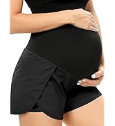 POSHGLAM Women‘s Maternity Shorts Over Belly Workout Running Casual Summer Pregnancy Shorts