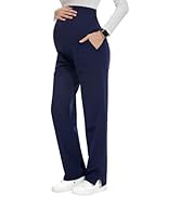 POSHGLAM Women's Maternity Scrubs Pant Workwear Casual Over Belly Cargo Pregnancy Pants