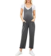 POSHGLAM Women's Maternity Jumpsuits Sleeveless V Neck Spaghetti Strap Loose Overalls Comfy Stret...