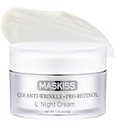 Maskiss Q10 Anti-Wrinkle Night Cream + Pro-Retinol, Unscented Anti-Aging Face Moisturizer for Sen...