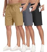 PARISDIARY 3 Pack Men's Athletic Running Shorts with Zipper Pockets,7" Gym Workout Basketball Hik...